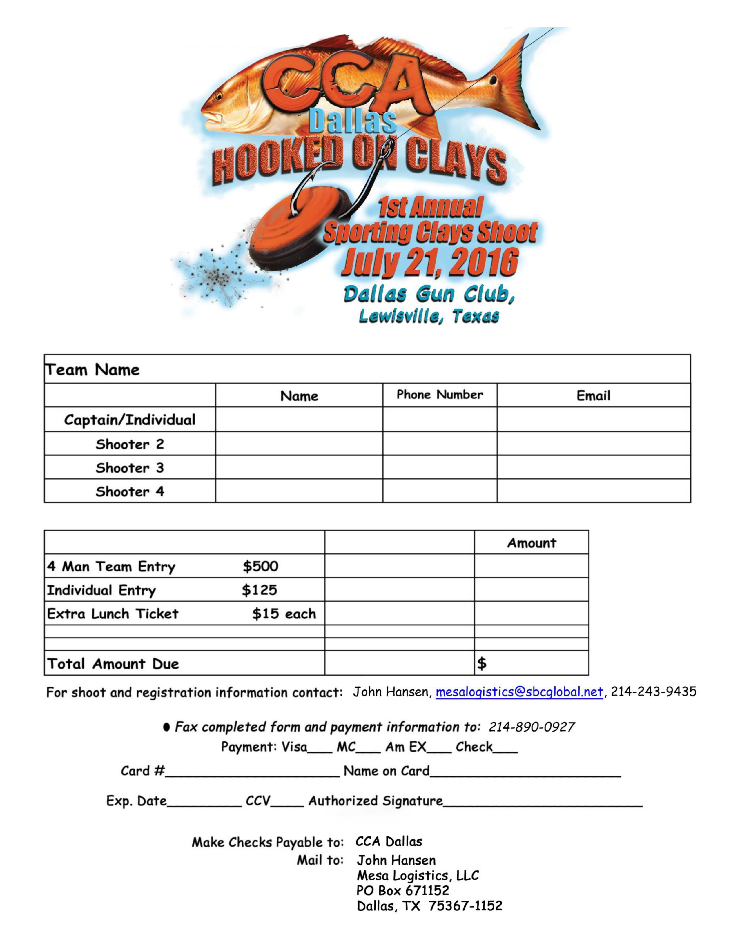 2016 Dallas Sporting Clays Shoot Flyer Back