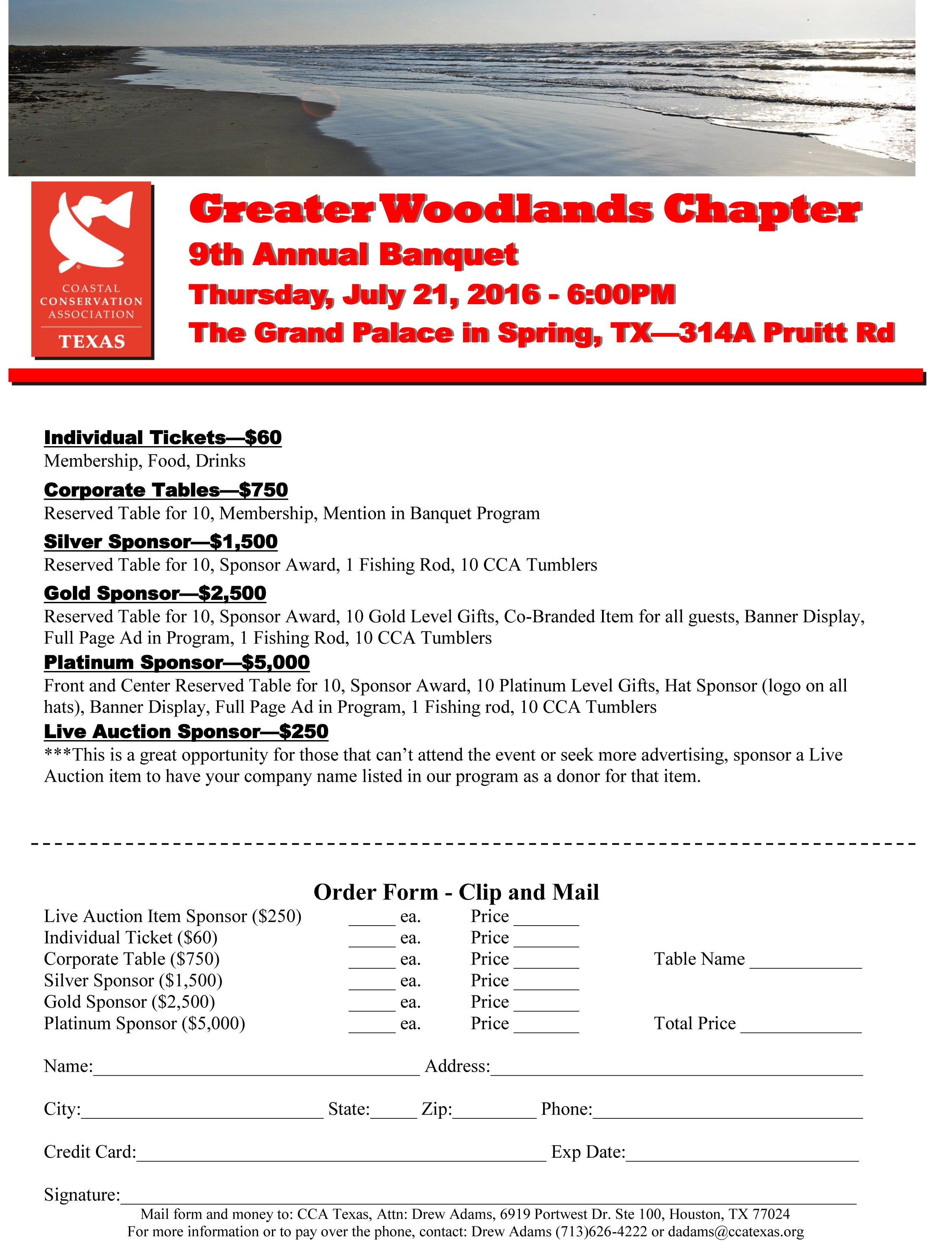 2016 Greater Woodlands Banquet Flyer